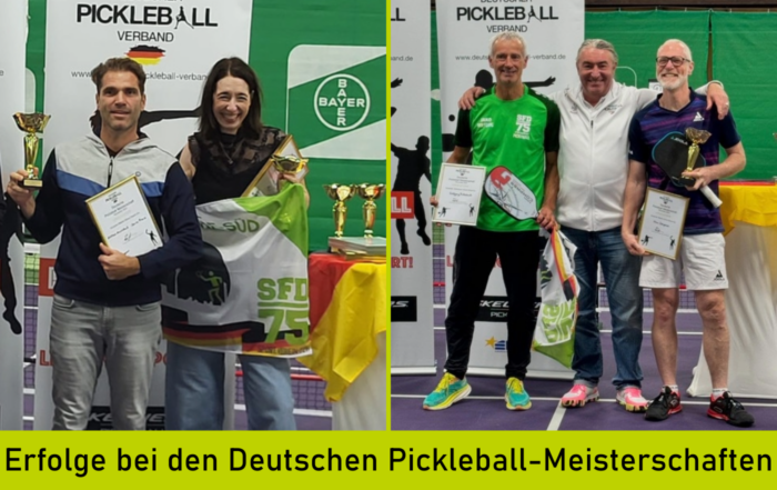 Sieger bei den Deutschen Pickleball-Meisterschaften: Links Kristine Munschenk, rechts Wolfgang Ruttscheid